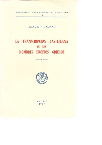 La transcripcion castellana de los nombres propios griegos