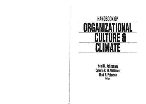 Handbook of Organizational Culture and Climate