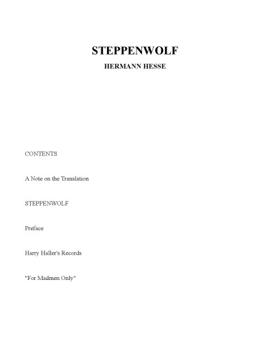 Steppenwolf: A Novel