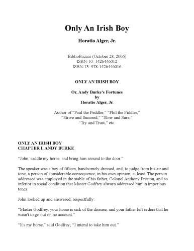 Only an Irish Boy: Andy Burke's Fortunes