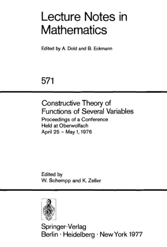 Constructive Theory of Functions of Several Variables: Proceedings of a Conference Held at Oberwolfach April 25 – May 1, 1976
