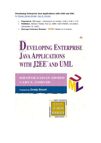 Developing enterprise Java applications with J2EE and UML