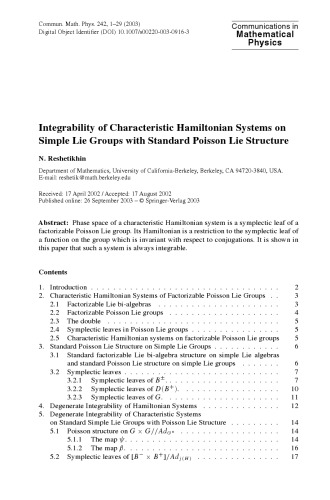 Communications in Mathematical Physics - Volume 242