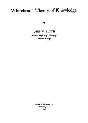 Whitehead's Theory of Knowledge