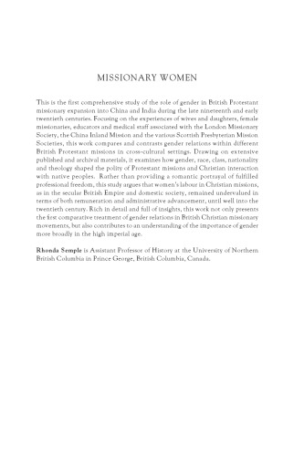 Missionary Women: Gender, Professionalism and the Victorian Idea of Christian Mission