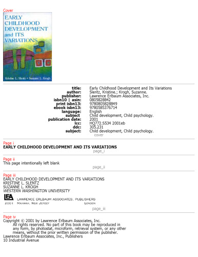 Early Childhood Development and Its Variations (Lea's Early Childhood Education Series)