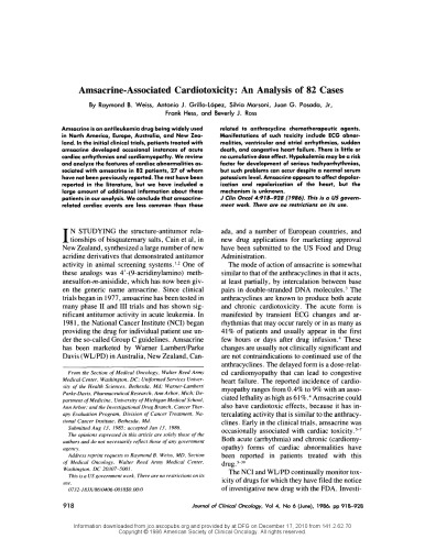 Amsacrine-Associated Cardiotoxicity
