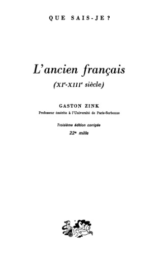 L'ancien français, 3e édition