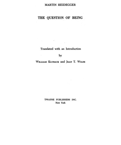 The Question of Being