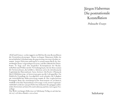 Postnationale Konstellation (German Edition)