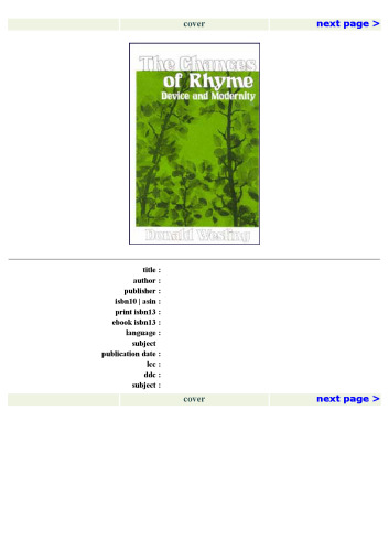 The Chances of Rhyme: Device and Modernity