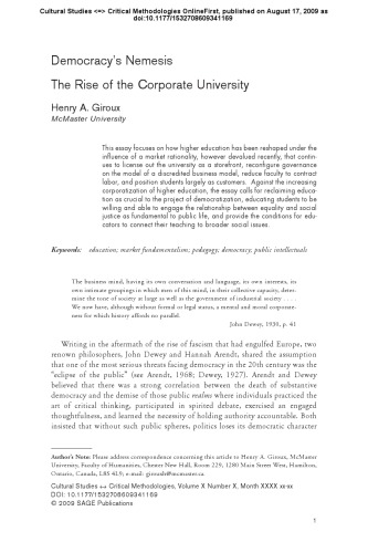 Democracy's Nemesis: The Rise of the Corporate University