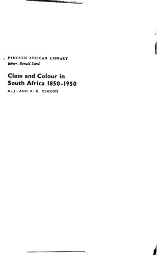 Class and Colour in South Africa, 1850-1950 (African)