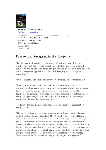 Managing Agile Projects