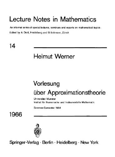 Vorlesung ueber Approximationstheorie