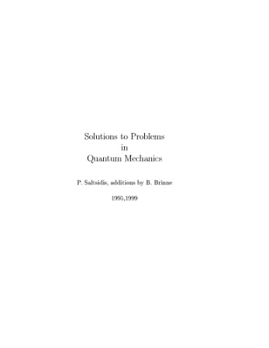 Solution Manual to Modern Quantum Mechanics (1995,1999)