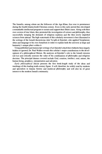 Early Philosophical Shiism: The Ismaili Neoplatonism of Abu Ya’qūb al-Sijistānī