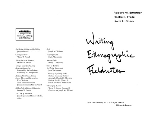 Writing Ethnographic Fieldnotes