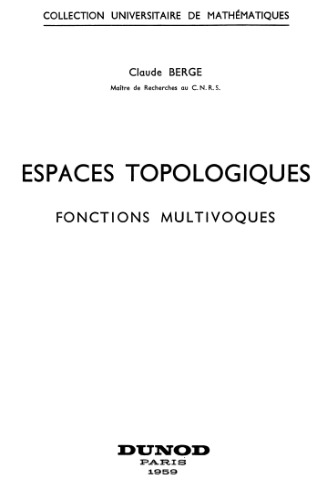 Espaces topologiques, fonctions multivoques