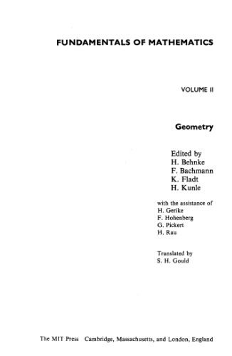 Fundamentals of Mathematics, Volume II: Geometry