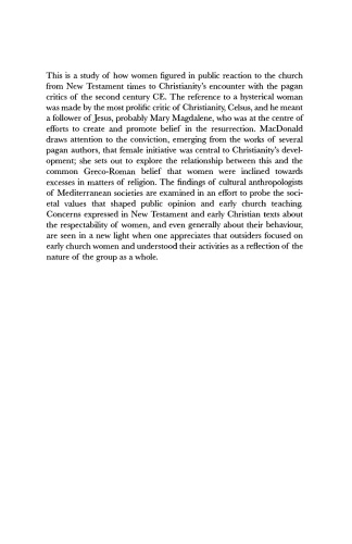 Early Christian Women and Pagan Opinion: The Power of the Hysterical Woman