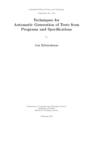 Techniques for automatic generation of tests from programs and specifications