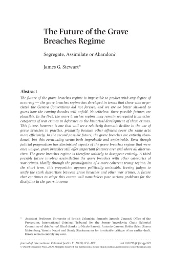 The Future of the Grave Breaches Regime Segregate, Assimilate or Abandon