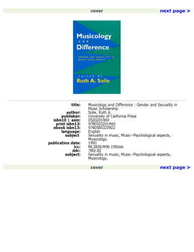 Musicology and Difference: Gender and Sexuality in Music Scholarship