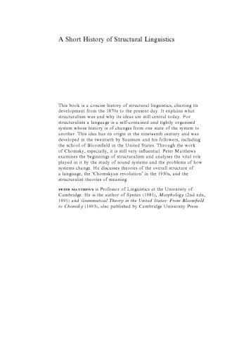 A Short History of Structural Linguistics