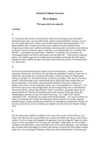 Ecce homo. Wie man wird, was man ist