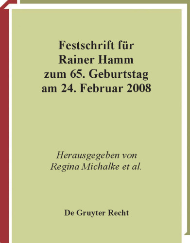 Festschrift für Rainer Hamm zum 65. Geburtstag am 24. Februar 2008 (German Edition)