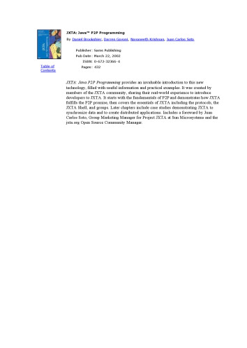 JXTA: Java P2P Programming