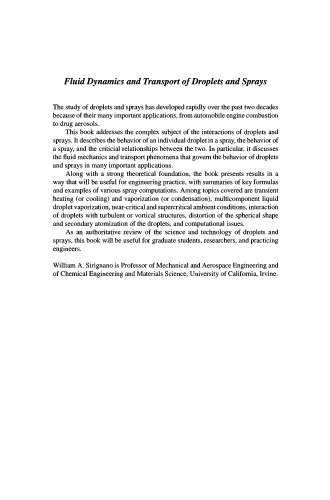 Fluid Dynamics and Transport of Droplets and Sprays