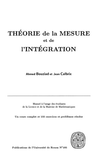 Théorie de la mesure et de l'intégration