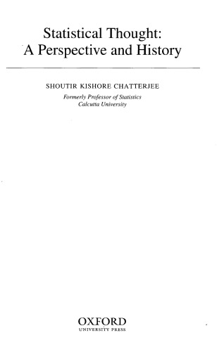 Statistical Thought: A Perspective and History