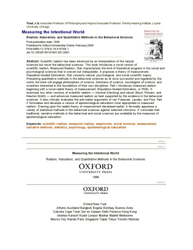 Measuring the Intentional World: Realism, Naturalism, and Quantitative Methods in the Behavioral Sciences