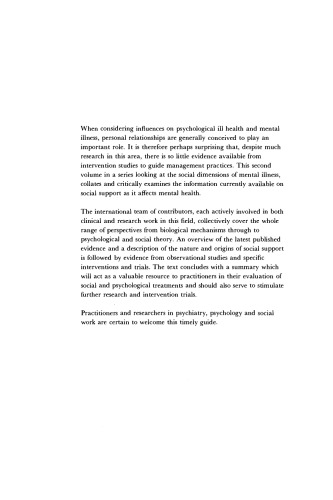 Social Support and Psychiatric Disorder: Research Findings and Guidelines for Clinical Practice (Studies in Social and Community Psychiatry)