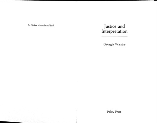 Justice and Interpretation (Studies in Contemporary German Social Thought)