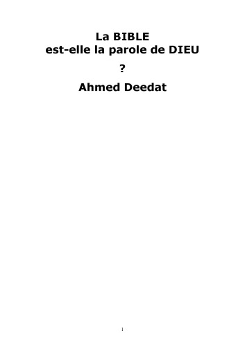 La Bible est elle parole de Dieu