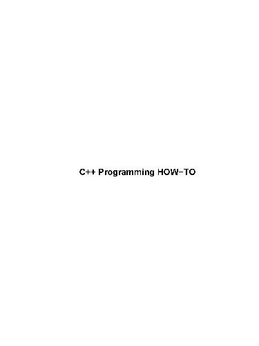 C++ Programming HOW-TO