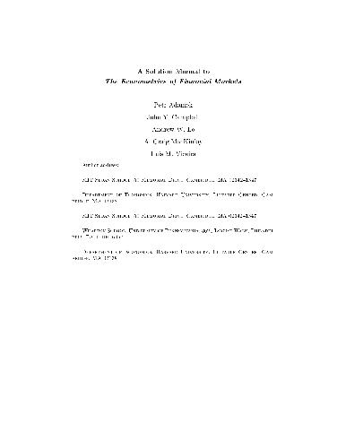 Solution Manual to the Econometrics of Financial Markets