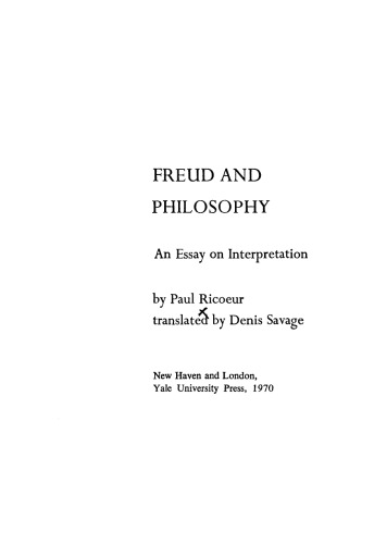 Freud and Philosophy: An Essay on Interpretation