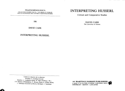 Interpreting Husserl: Critical and Comparative Studies