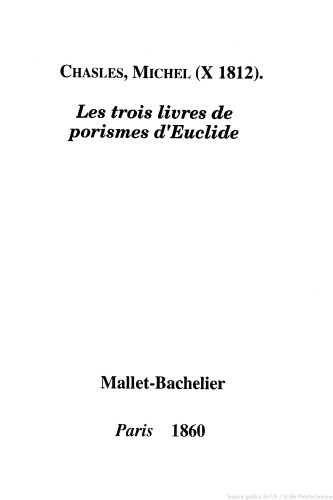 Les trois livres de porismes d'Euclide