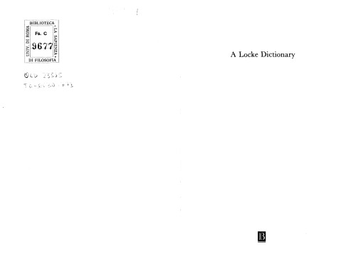 A Locke Dictionary (The Blackwell Philosopher Dictionaries)