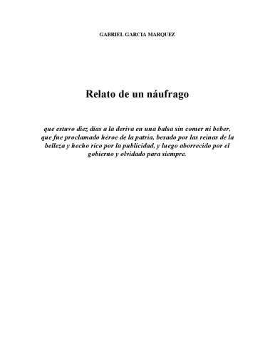 El Relato De Un Naufrago
