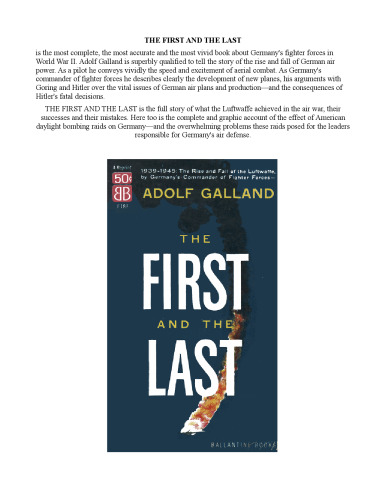 The First and the Last: Germany's Fighter Force in WWII (Fortunes of War)