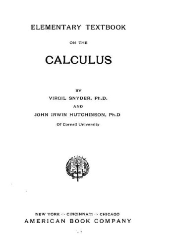 Elementary textbook on the calculus