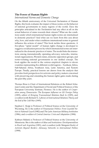 The Power of Human Rights: International Norms and Domestic Change