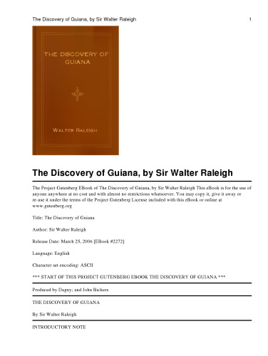 The Discovery of Guiana: With Related Documents (The Bedford Series in History and Culture)